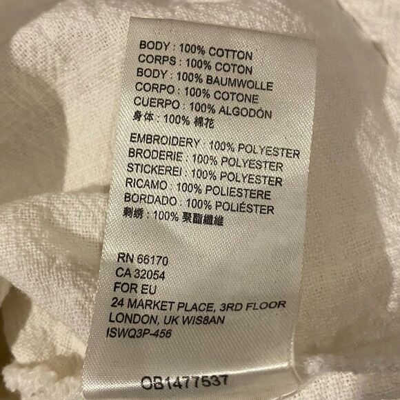 Free People Iggie Embroidered Cropped Blouse Ivory/ Black Bean Size Extra Small - Picture 10 of 10